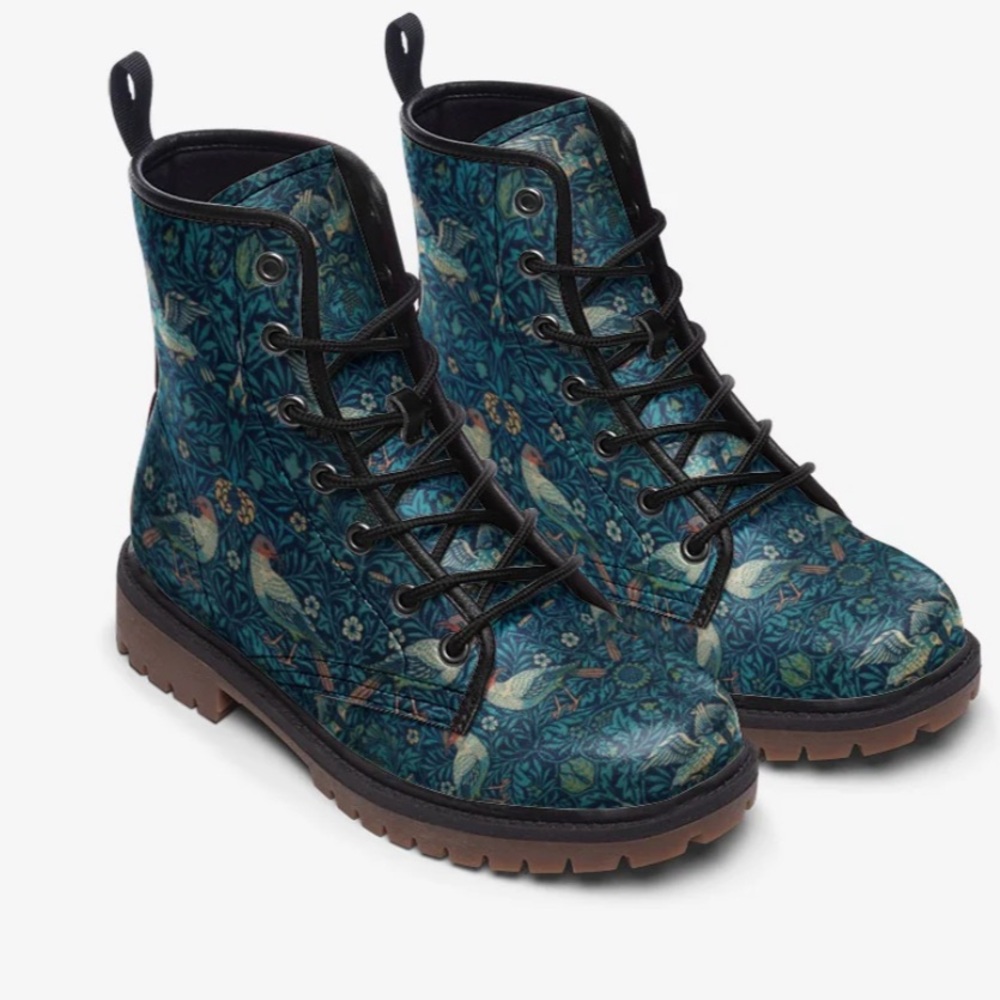 Women's Lace-Up Boots with Blue Pattern - Picture 7 of 7